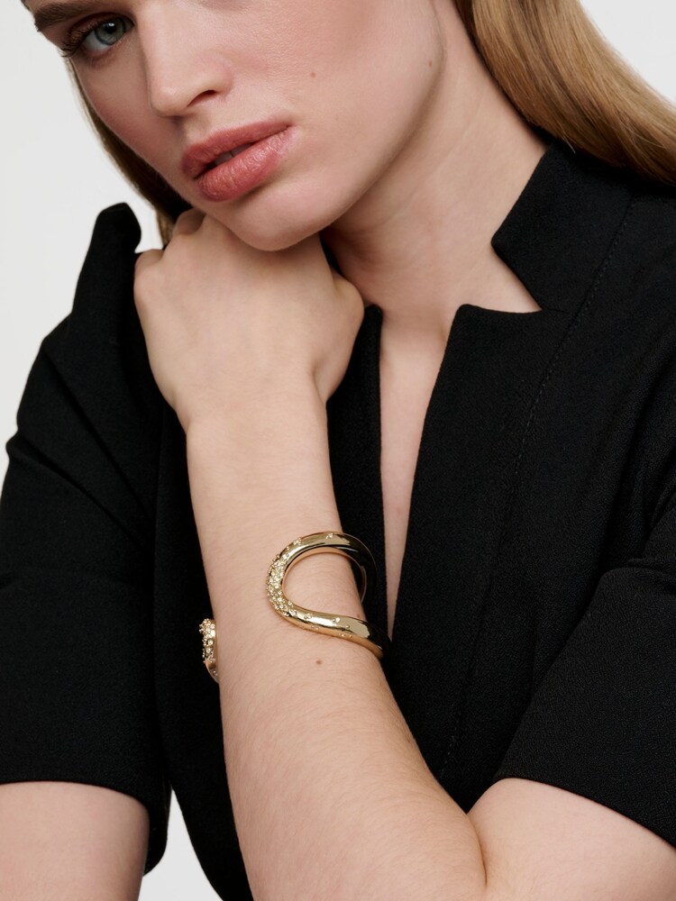 Karen Millen Gold Tone Crystal Sprinkle Loop Cuff Bracelet - Image 3 of 3