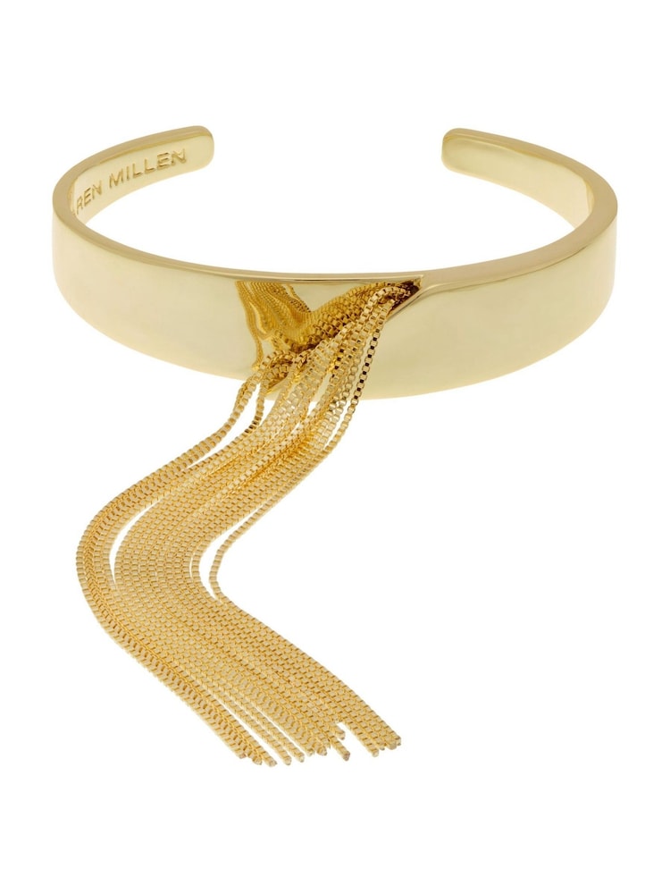 Karen Millen Gold Tone Metallic Fringe Cuff Bracelet - صورة 1 من 4