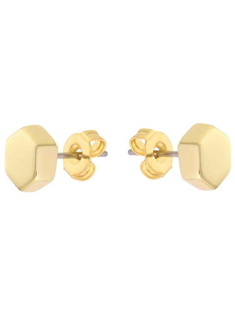Karen Millen Gold Tone Mosaic Stud Earrings - Image 2 of 4