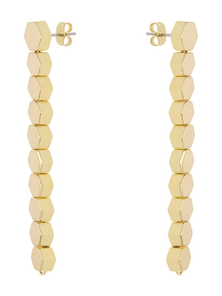 Karen Millen Gold Tone Mosaic Drop Earrings - Image 2 of 4