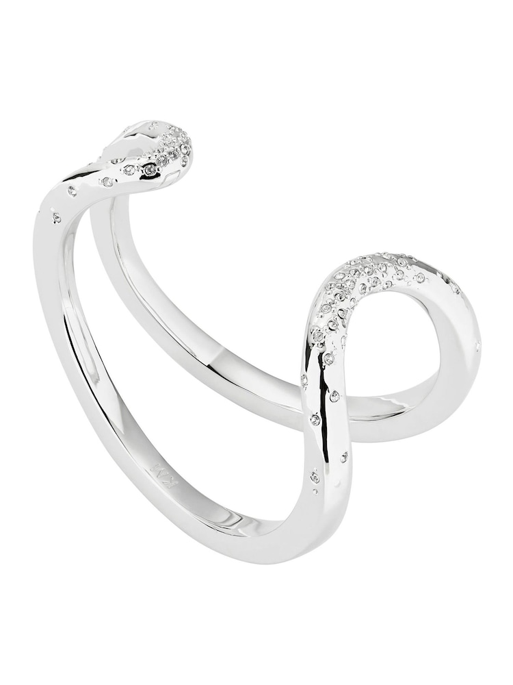 Karen Millen Silver Tone Crystal Sprinkle Loop Cuff Bracelet - Image 1 of 3