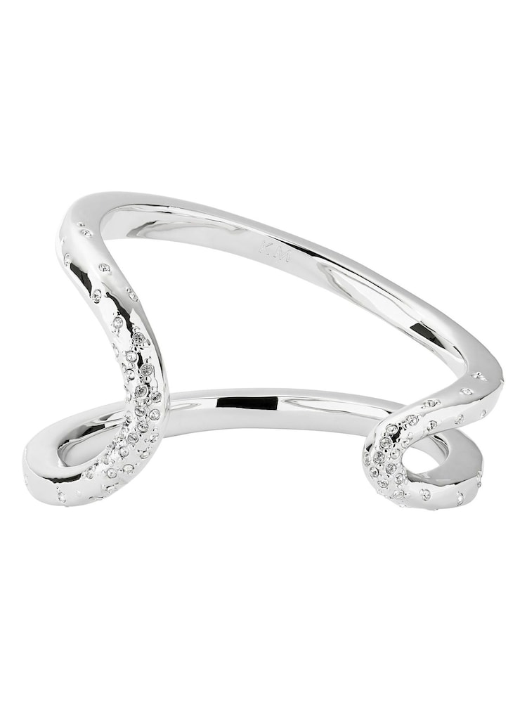 Karen Millen Silver Tone Crystal Sprinkle Loop Cuff Bracelet - Image 2 of 3