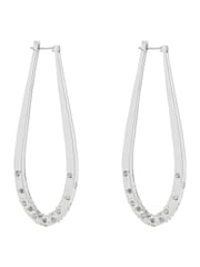 Karen Millen Silver Tone Crystal Sprinkle Loop Earrings - Image 1 of 4