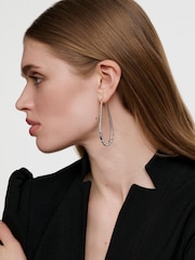 Karen Millen Silver Tone Crystal Sprinkle Loop Earrings - Image 4 of 4