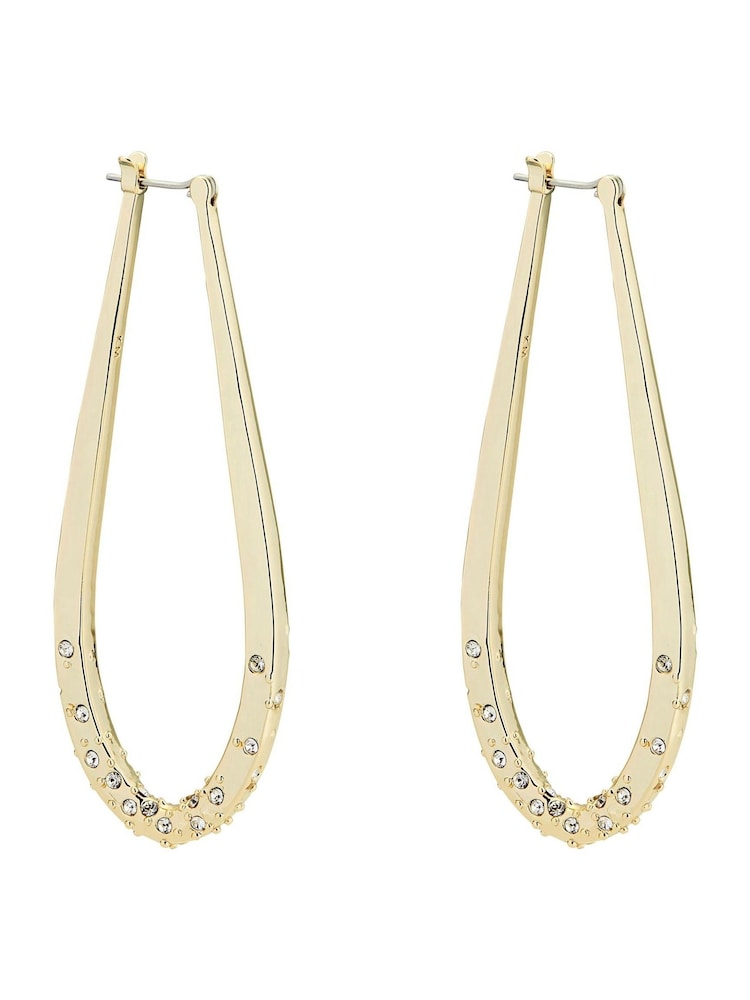 Karen Millen Gold Tone Crystal Sprinkle Loop Earrings - Image 1 of 4