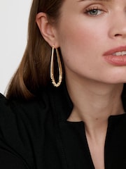 Karen Millen Gold Tone Crystal Sprinkle Loop Earrings - Image 4 of 4