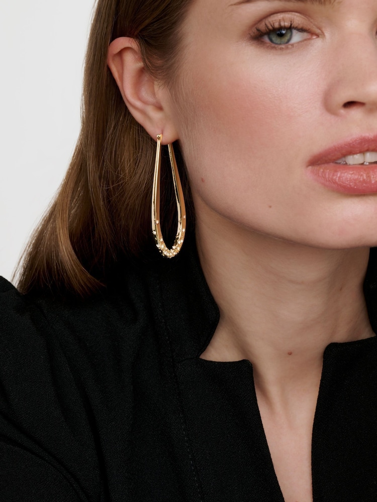 Karen Millen Gold Tone Crystal Sprinkle Loop Earrings - Image 4 of 4