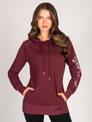 Pineapple Red Womens Burgundy Longline Hoodie - Image 1 of 4
