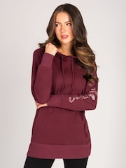 Pineapple Red Womens Burgundy Longline Hoodie - Image 2 of 4