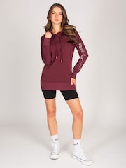 Pineapple Red Womens Burgundy Longline Hoodie - Image 3 of 4
