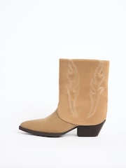 Lipsy Sand Faux Suede Sand Gator Ankle Western Boots - Image 5 of 5