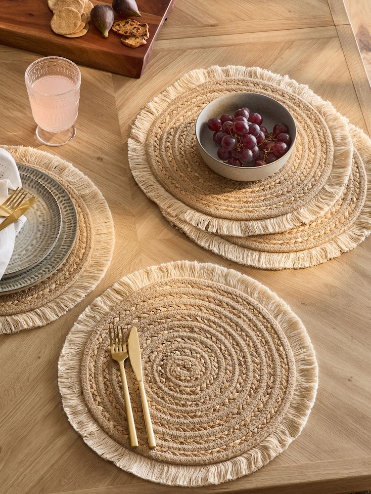 Set of 4 Natural Jute Woven Placemats - Image 1 of 3