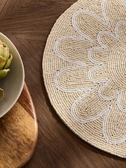 Set of 2 Natural Beaded Scallop Placemats - Image 2 of 3