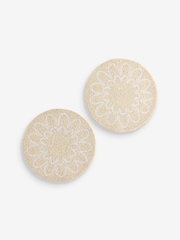 Set of 2 Natural Beaded Scallop Placemats - Image 3 of 3