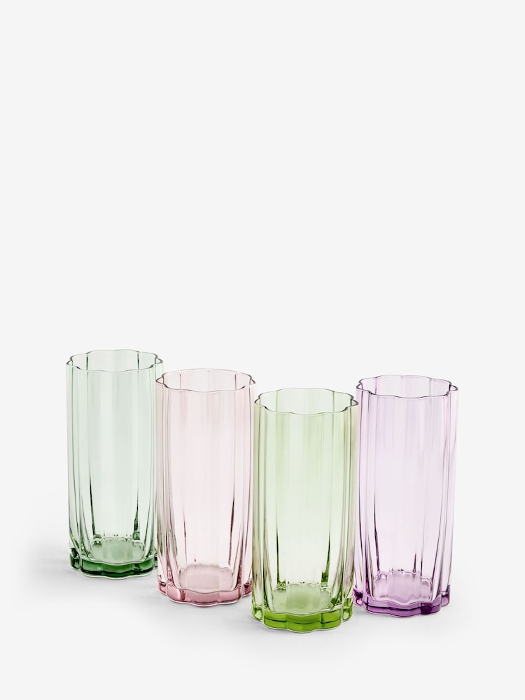 Set of 4 Green Pink Freya Tumbler Glasses - Image 3 of 3