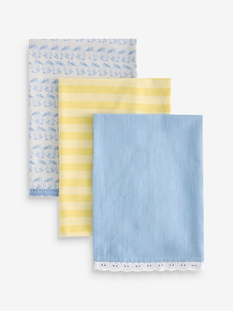 Set of 3 Blue Alice Tea Towels - Image 1 of 1