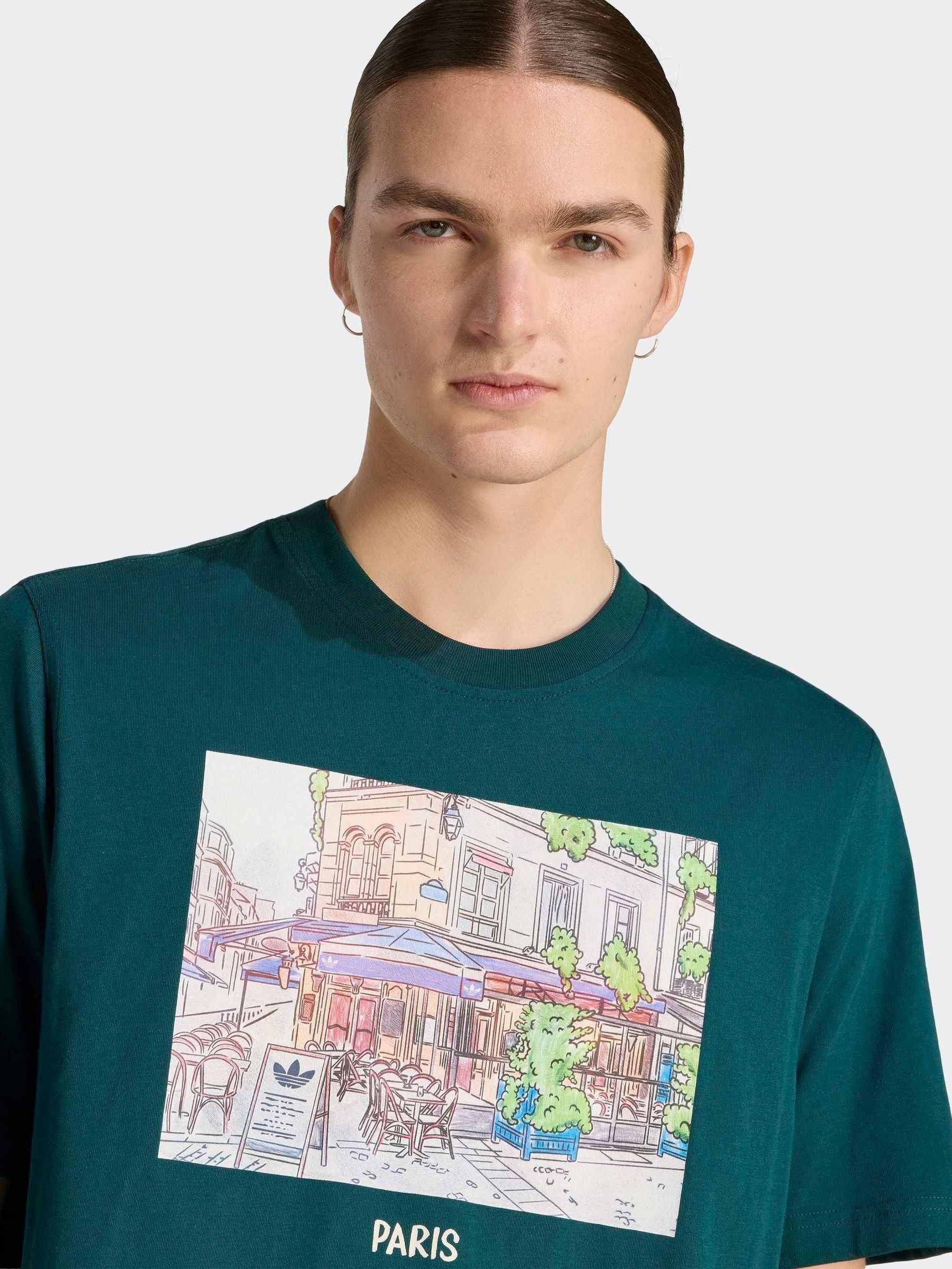 Buy adidas Oiginals Dark Green Paint Paris Graphic Tee from Next USA