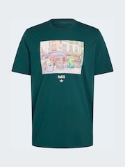 adidas Oiginals Dark Green Paint Paris Graphic Tee - Image 6 of 7