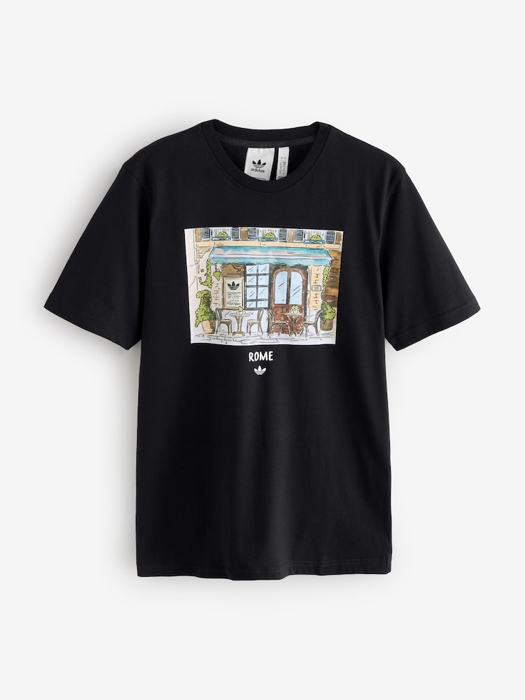 adidas Originals Black Paint Rome Graphic T-Shirt - Image 1 of 1 adidas Originals Black Paint Rome Graphic T-Shirt - Image 1 of 1