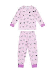 Chelsea Peers Pink Kids Halloween Party Ghost Print Long Pyjamas Set - Image 1 of 3
