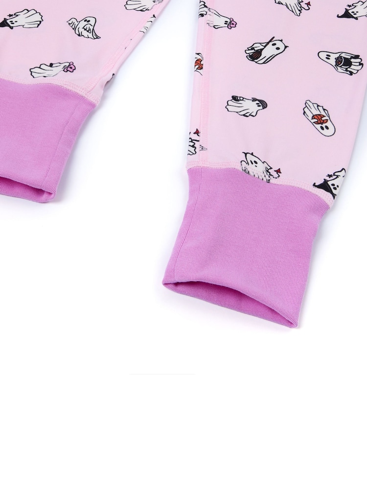 Chelsea Peers Pink Kids Halloween Party Ghost Print Long Pyjamas Set - Image 3 of 3