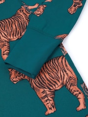 Chelsea Peers Green Kids Tiger Print Long Pyjamas Set - Image 2 of 3