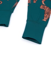 Chelsea Peers Green Kids Tiger Print Long Pyjamas Set - Image 3 of 3