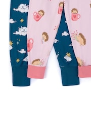 Chelsea Peers Green Kids Two Pack Celestial Bunny / Hedgehog Hearts Long Pyjama Set - Image 3 of 5