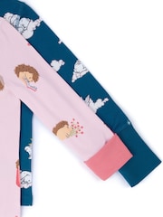 Chelsea Peers Green Kids Two Pack Celestial Bunny / Hedgehog Hearts Long Pyjama Set - Image 4 of 5
