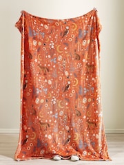 Catherine Lansfield Burnt Orange Enchanted Twilight Animals Cosy Blanket Throw - Image 3 of 3