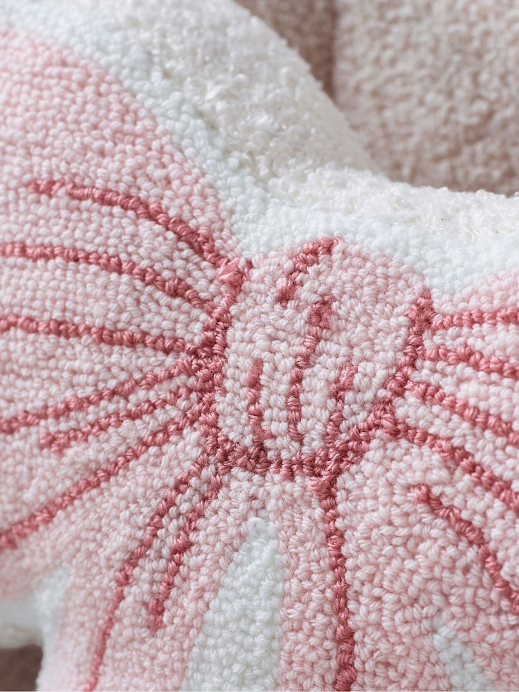 Catherine Lansfield Pink Bow Boucle 3D Shaped Cushion - Image 2 of 2 Catherine Lansfield Pink Bow Boucle 3D Shaped Cushion - Image 2 of 2
