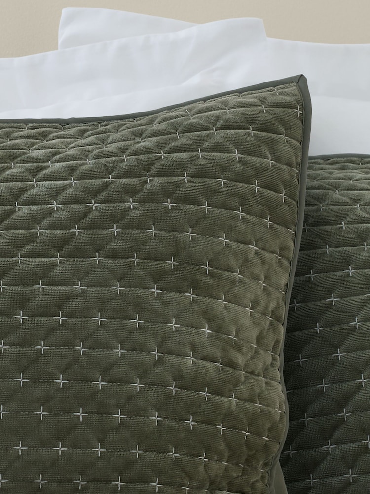 Bianca Green Attica Velvet Embroidered Pillow Sham Pair - Image 2 of 2