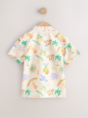 Ecru All Over Print Short Sleeve Revere Collar Printed Shirt (3mths-7yrs) - Image 6 of 8