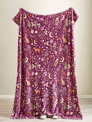 Catherine Lansfield Plum Enchanted Twilight Animals Cosy Blanket Throw - Image 3 of 3