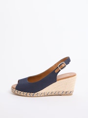 Friends Like These Navy Standard Fit Slingback Peep Toe Espadrille Wedge Sandals - Image 5 of 5