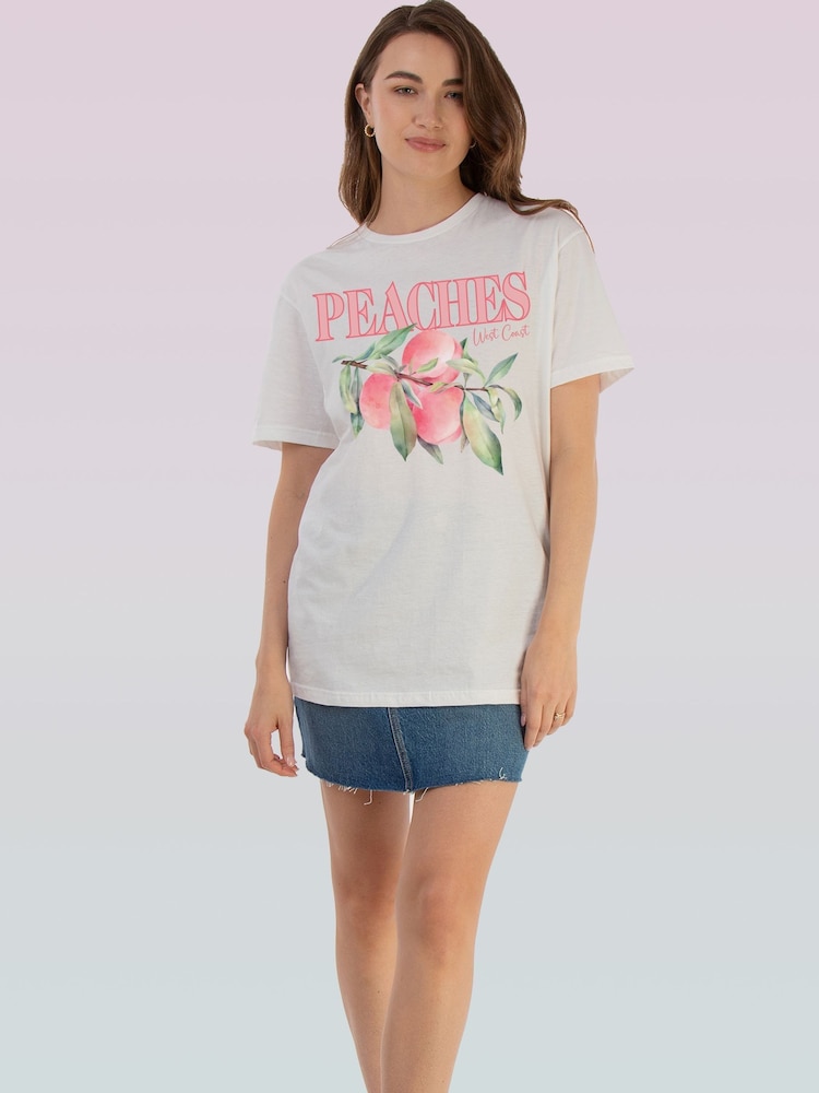 Brands In White Peaches Fruit T-Shirt - Image 2 of 4 Brands In White Peaches Fruit T-Shirt - Image 2 of 4