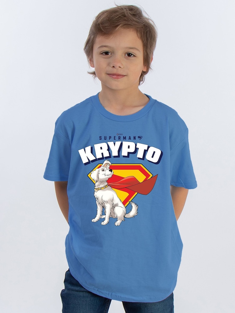 Brands In Blue DC Comics Superman Krypto Print T-Shirt - Image 1 of 4 Brands In Blue DC Comics Superman Krypto Print T-Shirt - Image 1 of 4