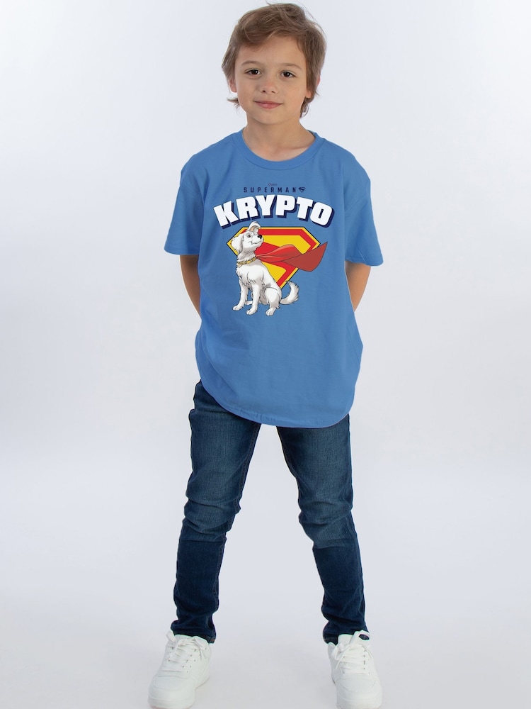 Brands In Blue DC Comics Superman Krypto Print T-Shirt - Image 2 of 4 Brands In Blue DC Comics Superman Krypto Print T-Shirt - Image 2 of 4