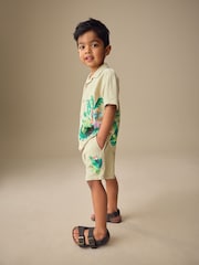 Light Green Jungle Print - Set cămașă cu mânecă scurtă și guler Revere & pantaloni scurți (3luni-10ani) - Imaginea 3 din 10