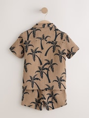 Brown All over Print Palm Short Sleeve Double Cloth Shirt & Shorts Set (3mths-10yrs) - Image 6 of 9