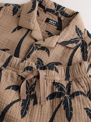 Brown All over Print Palm Short Sleeve Double Cloth Shirt & Shorts Set (3mths-10yrs) - Image 7 of 9