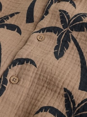 Brown All over Print Palm Short Sleeve Double Cloth Shirt & Shorts Set (3mths-10yrs) - Image 8 of 9