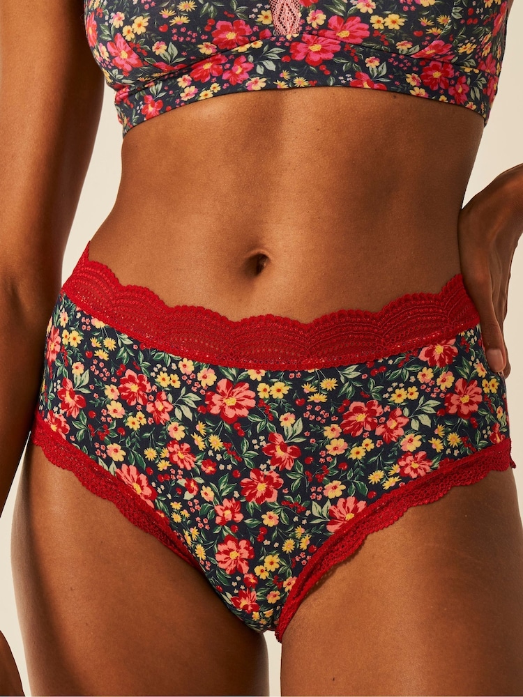 Stripe & Stare Blue High Rise Knickers 4 Pack - Image 2 of 7 Stripe & Stare Blue High Rise Knickers 4 Pack - Image 2 of 7