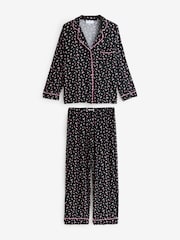 Stripe & Stare Long Black Pyjamas Set - Image 1 of 3