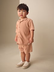 Terracota Short Sleeve Revere Collar Shirt & Shorts Set (3mths-10yrs) - Image 1 of 9