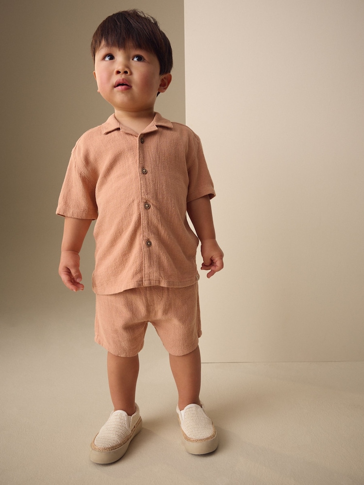 Terracota Short Sleeve Revere Collar Shirt & Shorts Set (3mths-10yrs) - Image 2 of 9
