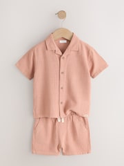 Terracota Short Sleeve Revere Collar Shirt & Shorts Set (3mths-10yrs) - Image 6 of 9
