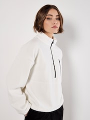 Apricot White Zip & Pocket Premium Fleece Jumper - Image 3 of 5