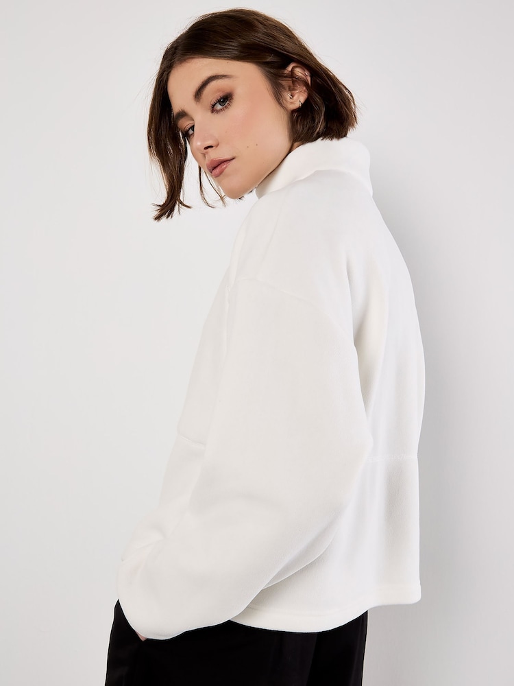 Apricot White Zip & Pocket Premium Fleece Jumper - Image 6 of 6