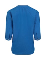 Weird Fish Blue Double Adalia Cotton Embroidered Cloth Blouse - Image 6 of 6